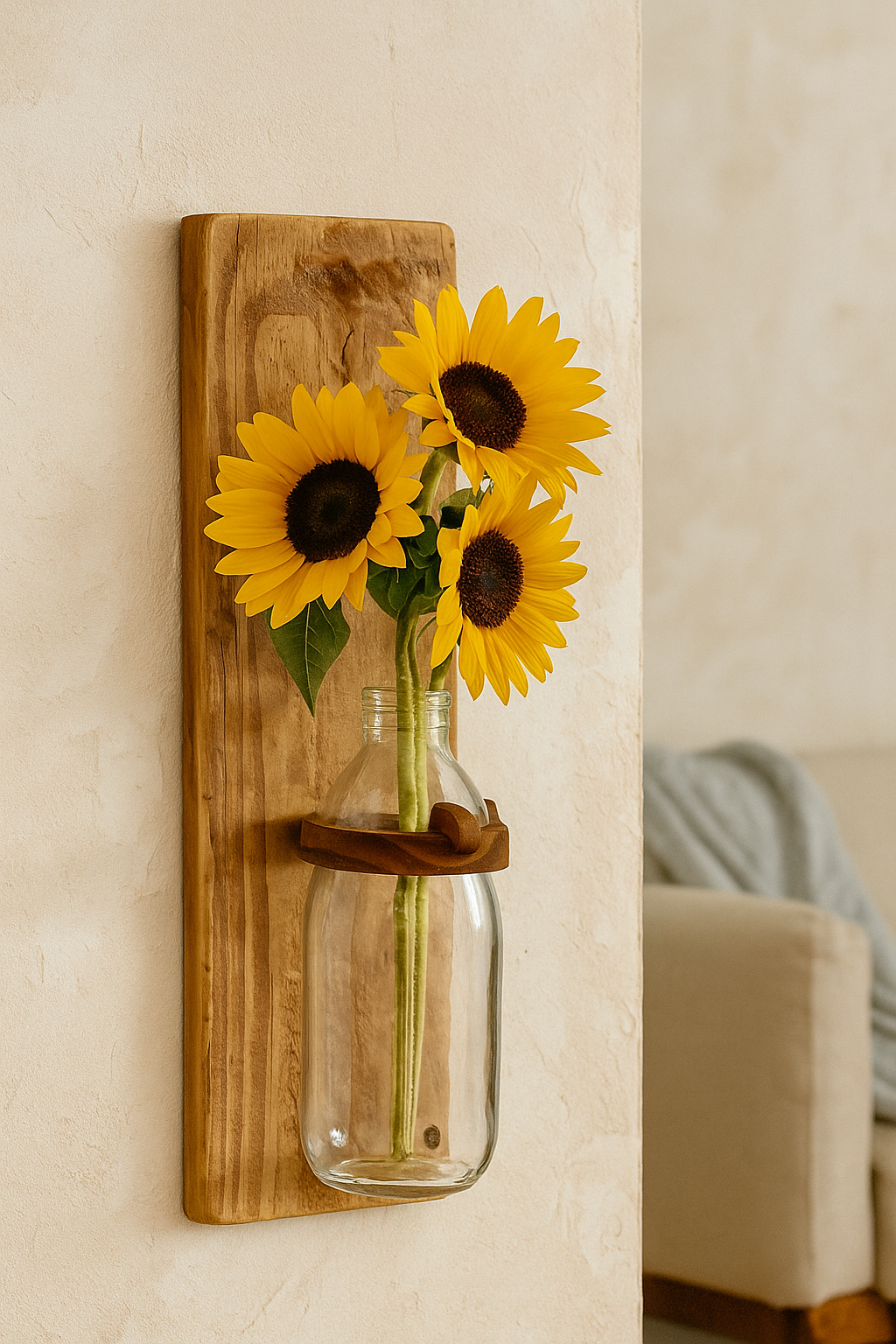 SEGURADOR DE FLORES EM MADEIRA