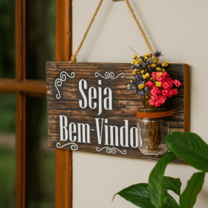 PLACA SEJA BEM VINDO EM MADEIRA